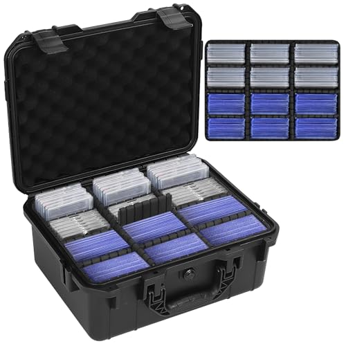 USUAUU 14 Inch Graded Card Storage Box,Waterproof Sports Trading Card Case for Baseball Card Storage,Slab Case for Graded Cards Fits PSA, CSG, BGS, CGC, SGC and Top Loaders