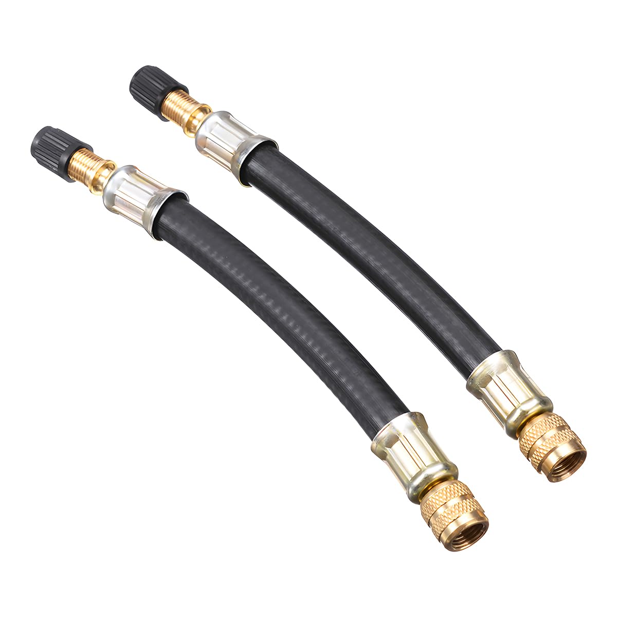 Flexible EPDM Rubber Tire Valve Stem Extension Kit - 8.25"/210mm Length, Fits 12mm & 10mm Valves