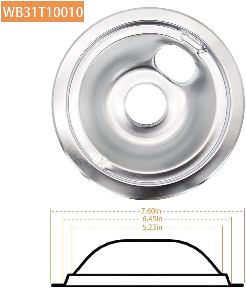 WB31T10010 and WB31T10011 Chrome Drip Pans by SupHomie - Compatible with GE Hotpoint Electric Range with Locking Slot - Includes 3 6-Inch and 1 8-Inch Pans, 4 Pack