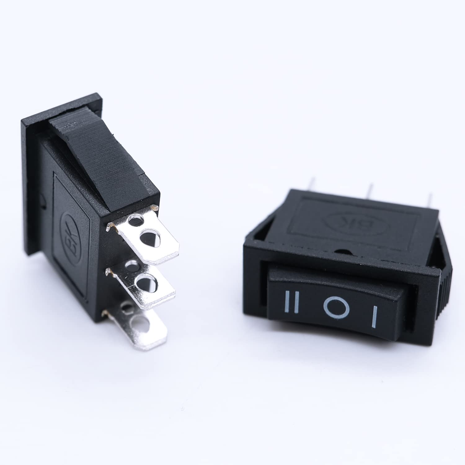 mxuteuk 6pcs Momentary Rocker Switch Snap-in Toggle Power Switch SPDT (ON)-Off-(ON) 3 Pin AC 250V 6A 125V 10A, Use for Car Auto Boat Household Appliances KCD3-123