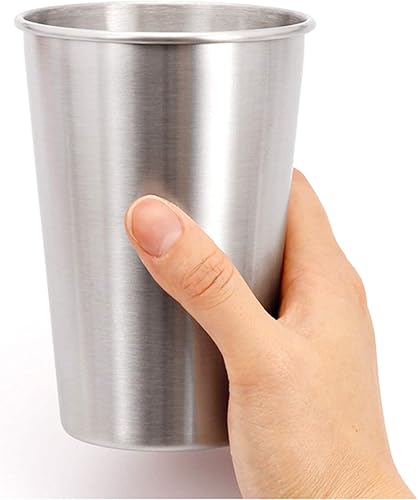 Miniatura 6 de Tosnail Paquete de 6 vasos de acero inoxidable de 16 onzas vasos de metal irrompibles vasos de agua para niños adultos uso en interiores y