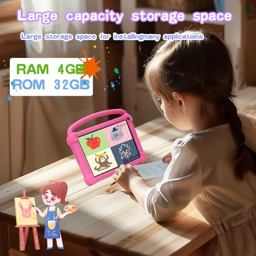 Image of 7 Inch Kids Tablet for Boys Girls Android Tablets for Kids 4GB RAM 32GB Kids ROM Wifi Bluetooth Eye Safety IPS Screen Parental Control Waterproof Case