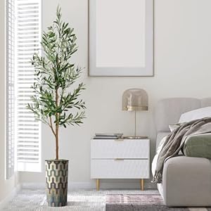 Artificialtreeinmodernplanterfakeolivesilktreeforindoorandoutdoorhomedecoration68overalltallplantpotplustree Urban Country Home Decor Artificial tree in modern planter fake olive silk tree for indoor and outdoor home decoration 68 overall tall plant pot plus tree urban country home decor