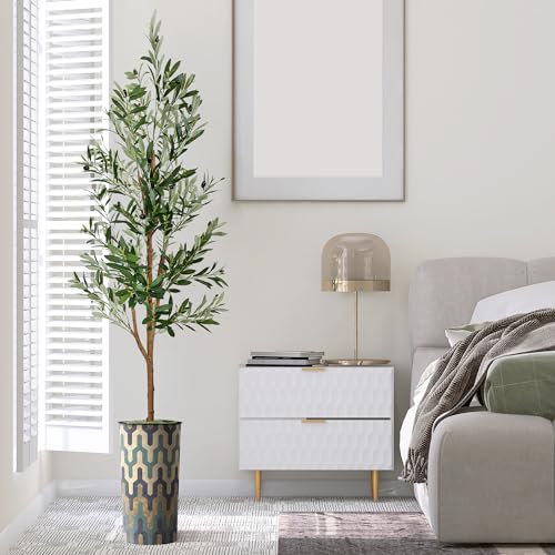 Artificialtreeinmodernplanterfakeolivesilktreeforindoorandoutdoorhomedecoration68overalltallplantpotplustree Urban Country Home Decor Artificial tree in modern planter fake olive silk tree for indoor and outdoor home decoration 68 overall tall plant pot plus tree urban country home decor