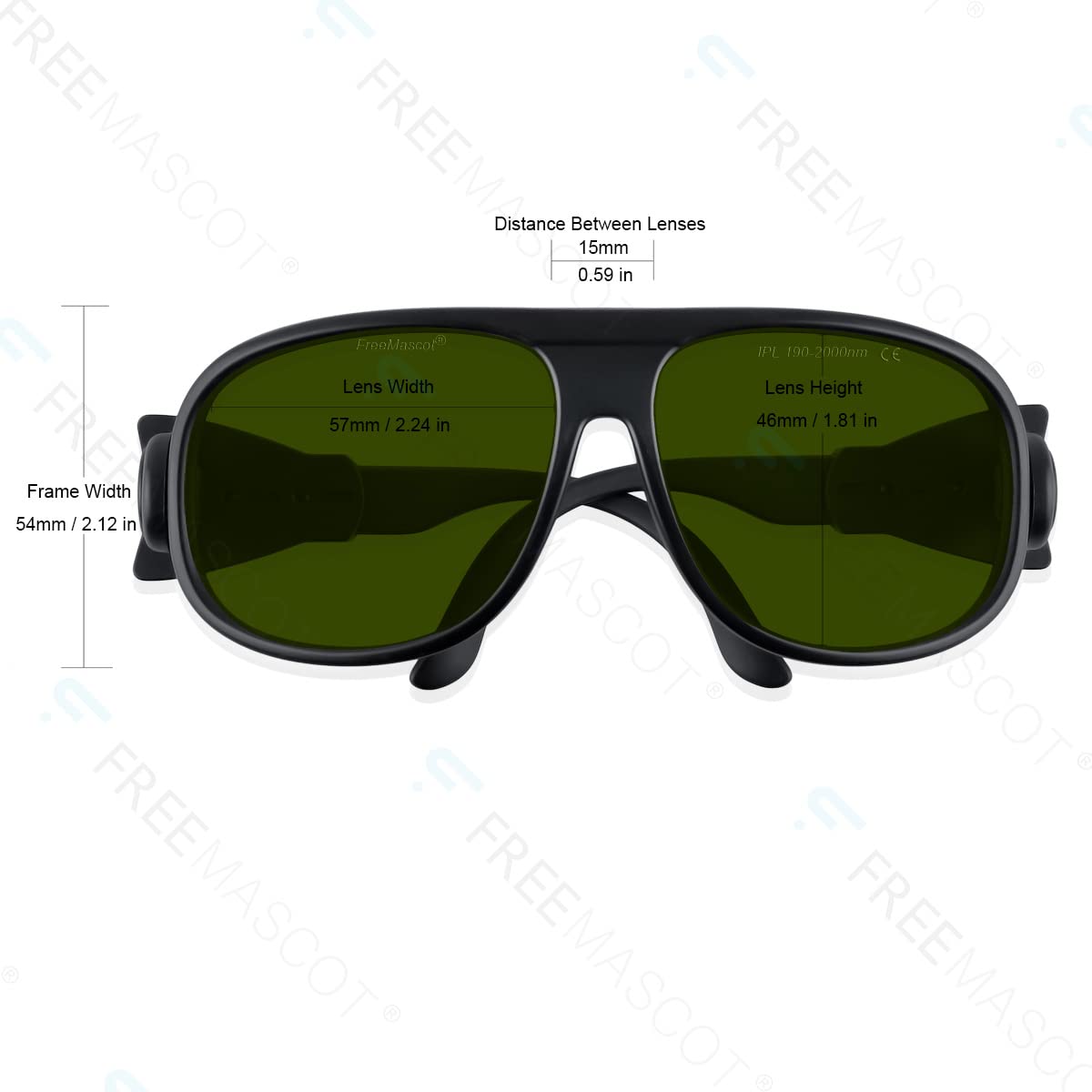 FREEMASCOT Professional 190nm-2000nm IPL Laser Safety Glasses for UV Protection, Laser Hair Removal, Beauty & Cosmetology Eye Protection