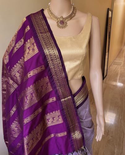 Image of South Cotton Gadwal Saree for Women | Celebrity Inspired Traditional Ethnic Wear | Chettinad & Kalyani Cotton Sarees | Soft Cotton Saree with Blouse Piece