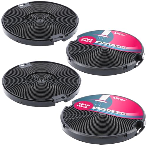 McFilter I 4x Aktivkohlefilter Ø 150mm EFF75 für Dunstabzugshaube, Alternative für AEG 405509371/2, Beko 9197059543, Faber 112.0067.944, Franke 112.0067.942, IKEA NYTTIG FIL 400 500, SMEG: KITFC155