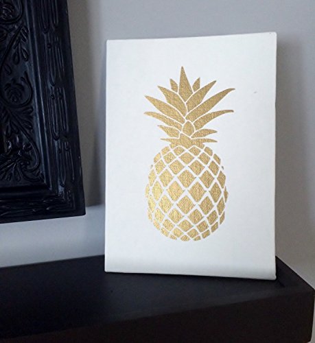 Golden Pineapple Print on Canvas Panel, Wall Art Decor, 5 in x7 in