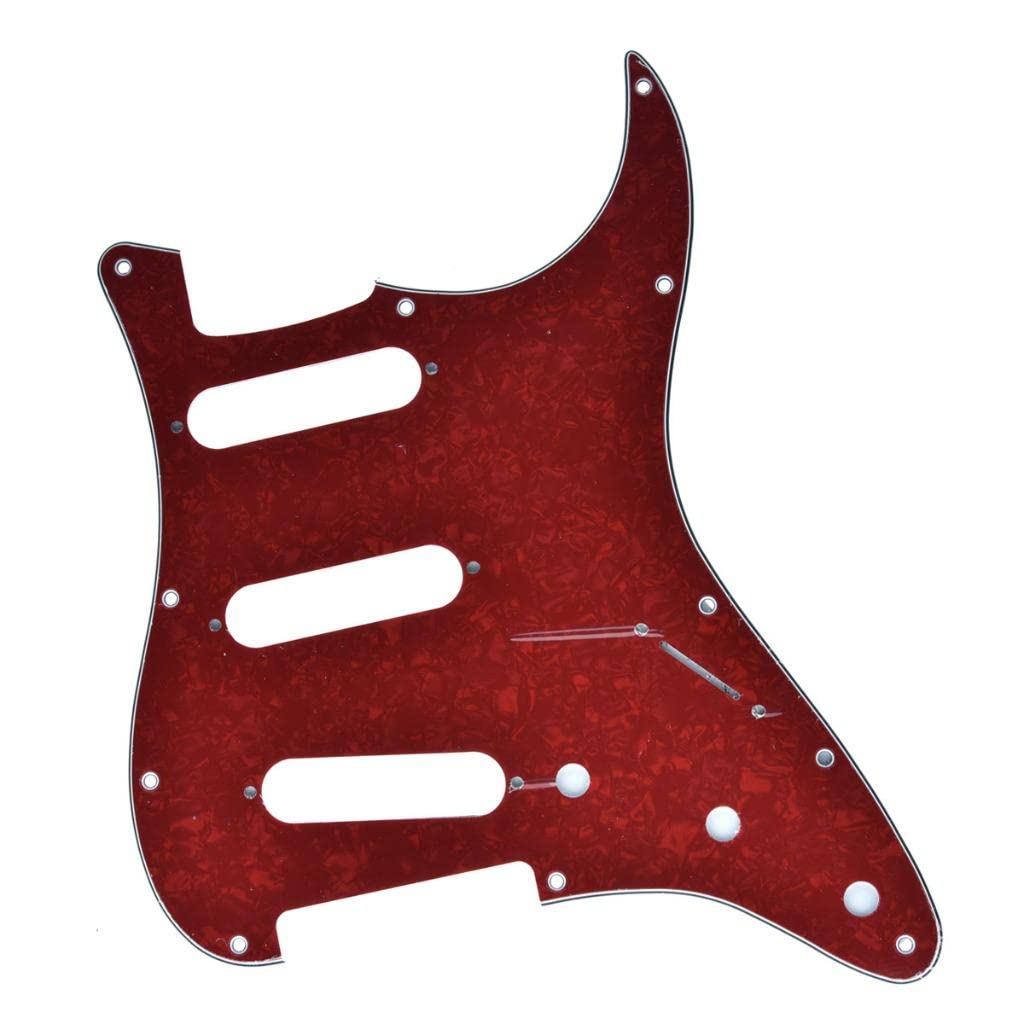 Dopro 11 Hole ST/Strat Style SSS Pick Guard for 3 Single Coil Pickups with Screws Red Pearl