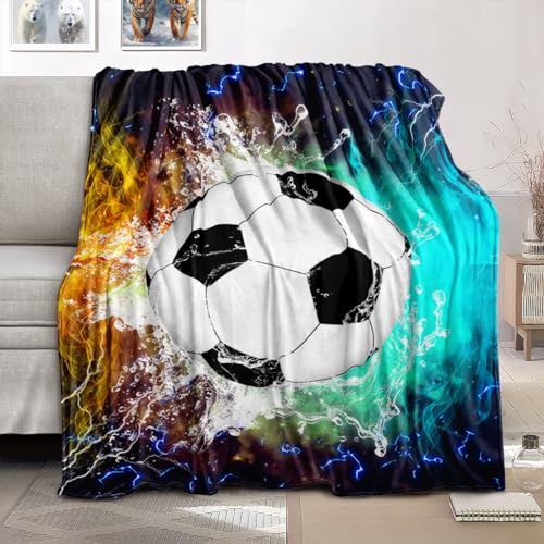 WJLBKGU Football & Soccer Blankets for Boys - Sports Blanket for Boys Bed Couch, Twin Size 60