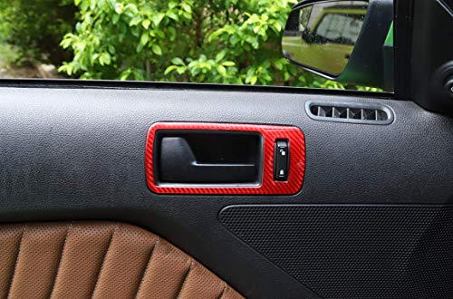 Highitem Red Soft Carbon Fiber Full Set Interior Decoration Cover Trim Kit For Ford Mustang 2009-2013 (Inner Door Handle Frame Trim) #TOP3