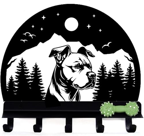 Fit Frenchie American Pit Bull - Gancho de pared para perro con bandeja, correa y gancho para abrigo, regalo para amantes de la cabeza de Terrier,