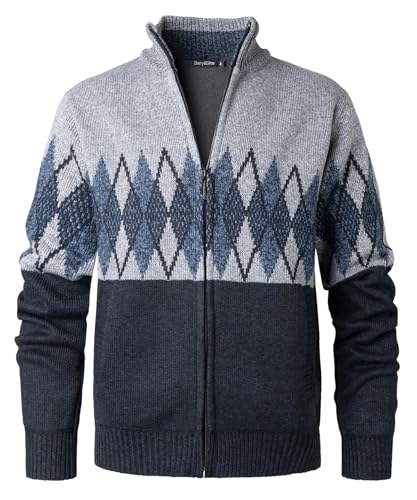 Beryielite Homme Gilet Cardigan Veste Ouvrez Front Zippé avec Tricoté Chaud Coupe rembourré...