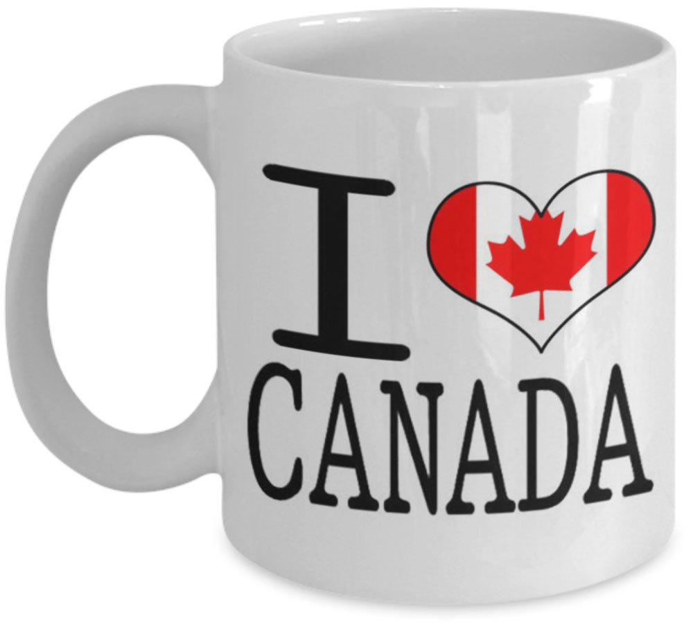 Shaniztoons White I Love Heart Canada Canadian Flag Gift Mug