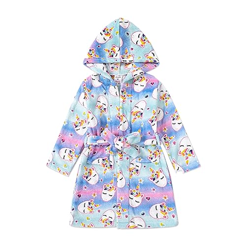 PATPAT Girls Robes Soft Fleece Bathrobe Gifts for Girls Sleepwear Housecoat with Pockets 2-14 Years