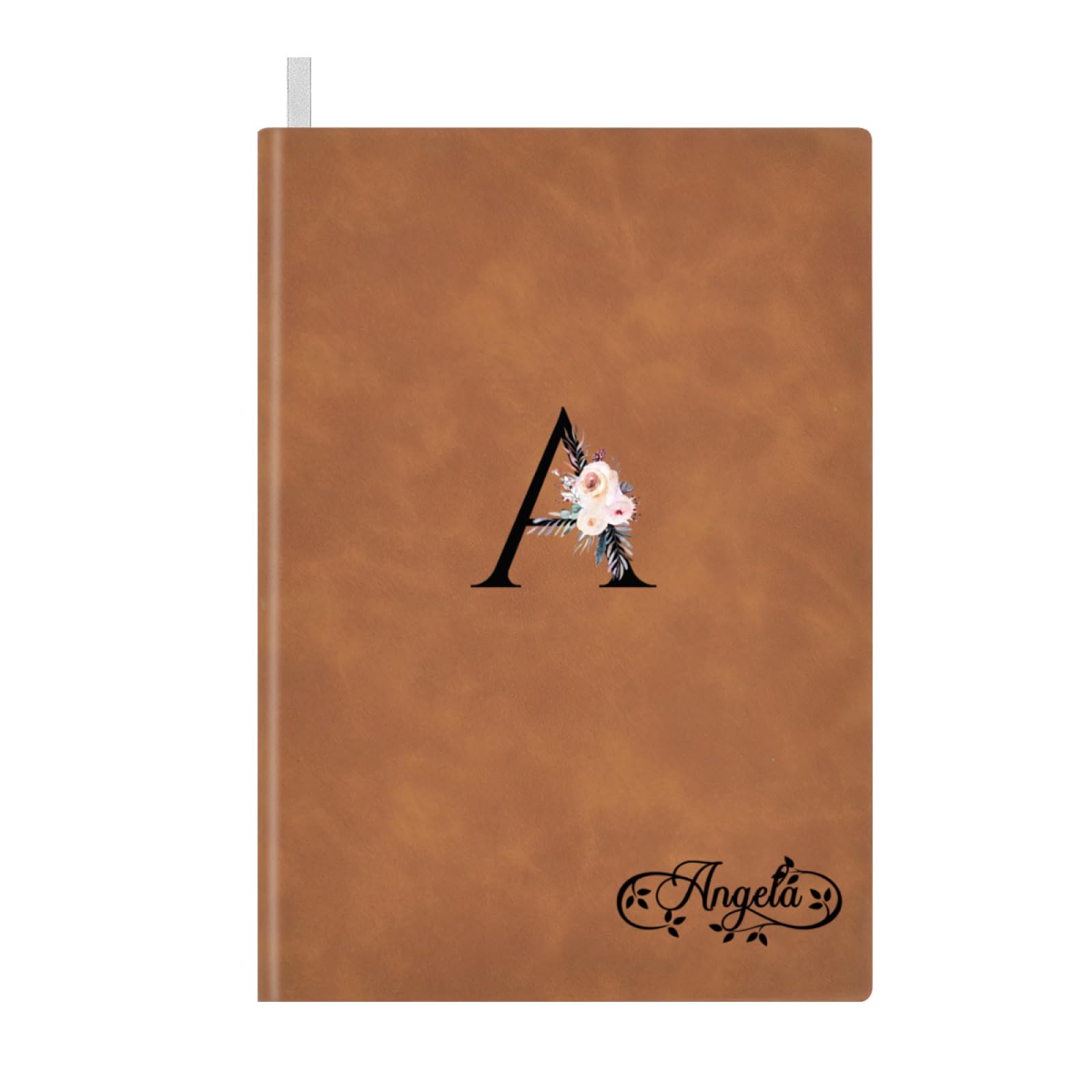 Personalised Notebooks And Journal For Women Men, Custom A5 Notebook With Logo Photo Images Text, Customizable Soft Cover with Ribbon Bookmark, 100 Sheets Lined Paper (Text Style)