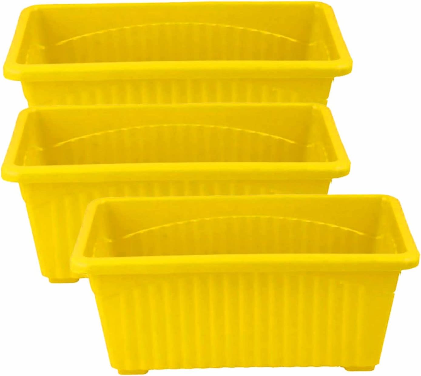 GARDENS NEED Plastic Planter Set, Yellow, 14 inch, 3 Piece