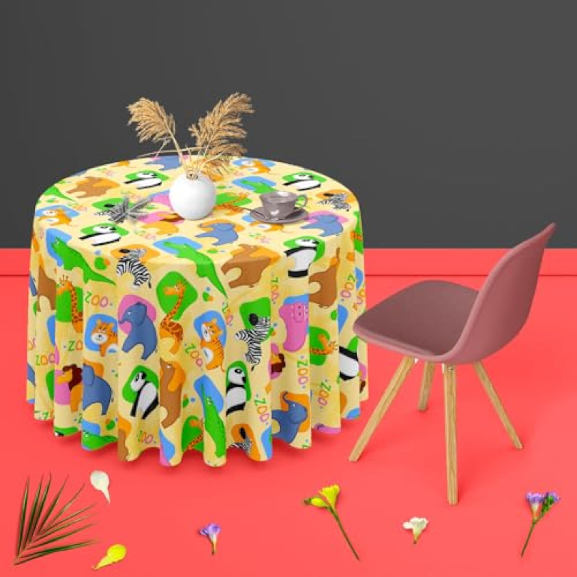 African Animals Cotton Canvas Table Cloth Cover for Dining & Center Table