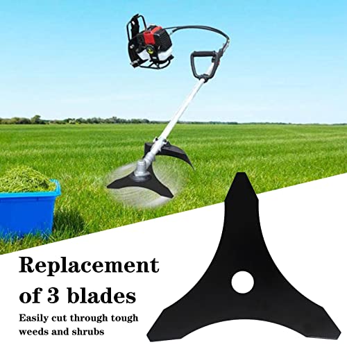 2 Set Brush Cutter Blade 10\" x 3 Teeth Carbon Steel Brush Cutter Blades Steel Brush Cutter Blades Weed Wacker Replacement Blade Trimmer for 1\" Inner Bore Weed Eater Blades with Adapter Attachment