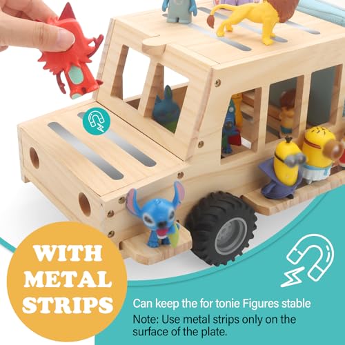 Image of School Bus for Tonies Box 1 /2 Organizer Shelf Storage, Wooden Bus Magnetic Storage Holder for Toniebox Player Tonies Figures Characters for Children, Display Collection 20~30 Tonie Box Characters