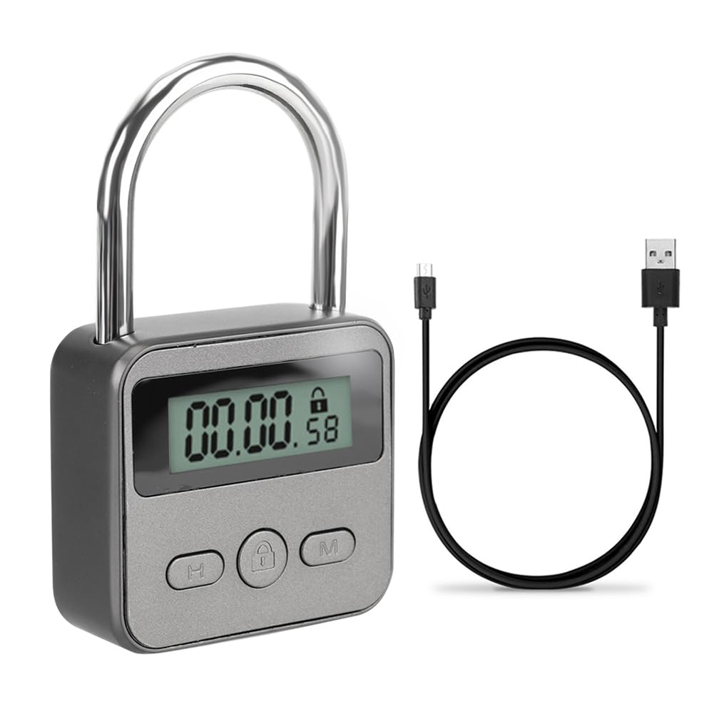 ximie Smart Time Lock LCD Display Electronic Timer Switch USB Rechargeable Timer Padlock Travel Electronic Timer-Qing