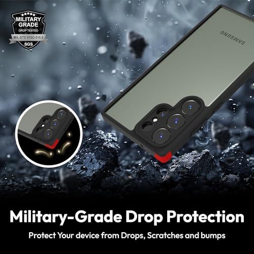 Image of KAPAVER Hybrid Clear Back Cover Case for Galaxy S23 Ultra | Protective Shockproof Cleare Hard PC Soft Flexible Black TPU Cover