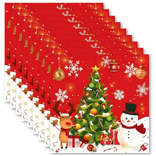 40 Stück Weihnachtsservietten 33x33 – Festliche Servietten...