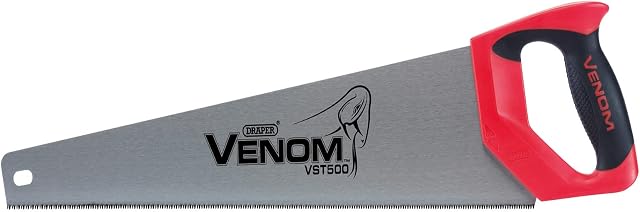 Draper 82202 Venom Second Fix Triple Ground 12PPI Handsaw, 500 mm Blade Length, Red