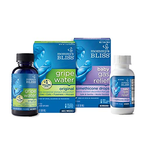 Mommy’s Bliss Gripe Water & Baby Gas Relief Drops Combo Pack, Relieves Gas, Colic, Hiccups & Fussiness, Gentle for Babies, Total 3 oz