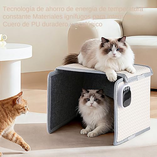 Cueva calefactable para gatos plegable y cómoda para el hogar 6