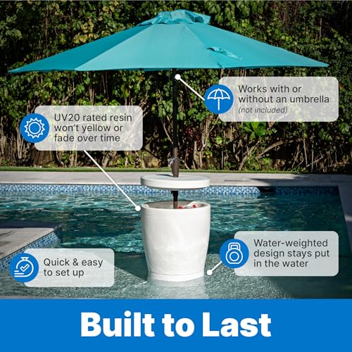 Step2 Vero in-Pool Shade Table, Cooler Side Table with 9-Gallon Basin, Umbrella Hole, for 15-inch Water Ledge, White by Step2 - Image 4