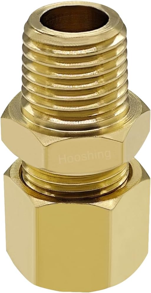 6PCS Brass Compression Tube Fitting 3/8" Tube OD x 1/4" NPT Male Connecor