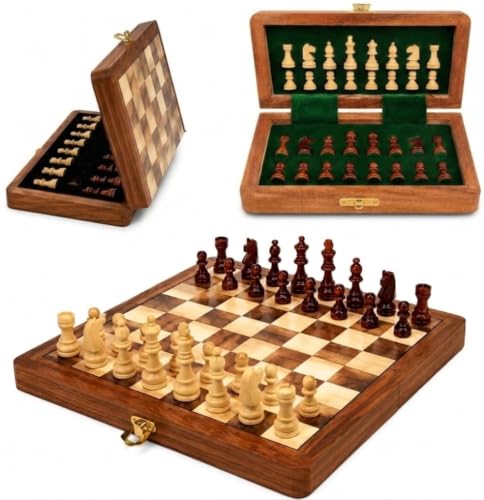 Set de Ajedrez Magnético de Madera Plegable de 7" miniatura 1