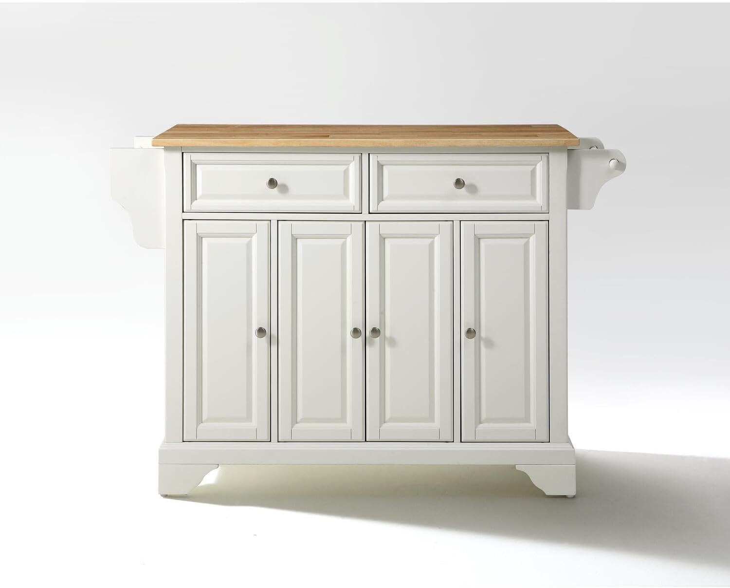 HomeStock Kitchen Island with Wood Top - Full Size, Spacious Countertop, Portable Cart - White