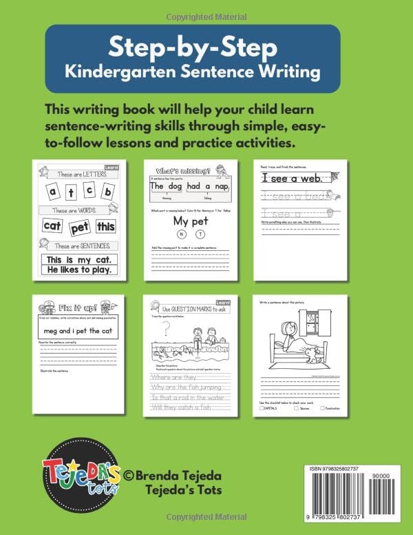 Writing Sentences for kids: Step by step kindergarten sentence writing book, Writing Skills for kids - Image 2