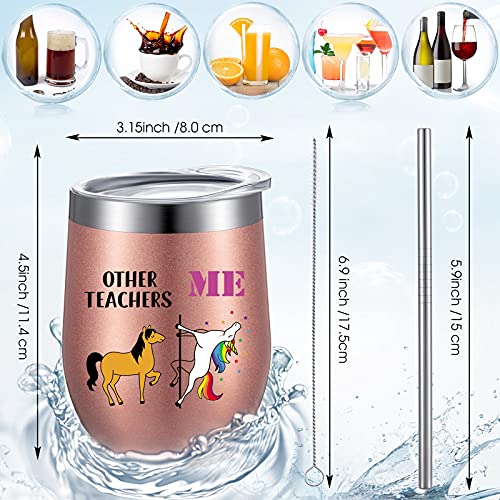 Geiserailie 2 Pieces Other Teachers Me Unicorn Wine Tumbler, Teachers Gifts For Christmas, Teacher's Day, Graduation, Appreciation Present For Women Instructor Teacher, 12 Oz Coffee Mug With Lids #TOP6