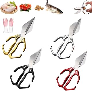 Seattleget Multifunctional Heavy-Duty Kitchen Shears, Japan Kitchen Scissors for Food, Japanese High-Carbon Steel Culinary Shears for Chicken, Meat, Seafood, Bone Cutting(4pcs)