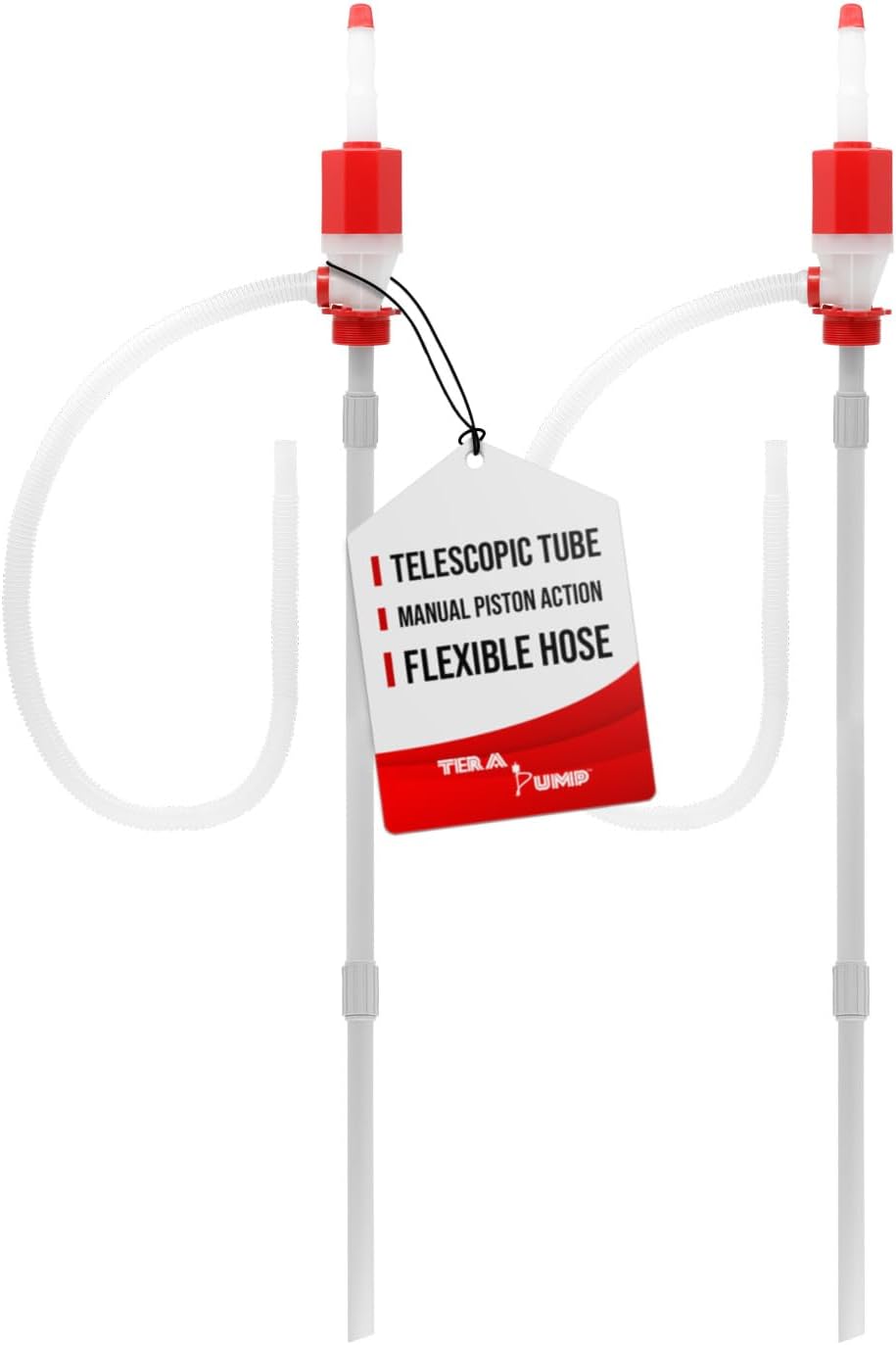 2-Pack | Newly Designed Easy to Carry & Compact Piston Action Drum Pump with Adjustable Length Hand Pump for Fuel Tanks, Drinking Water, Gas, Diesel, Mild Acids etc.