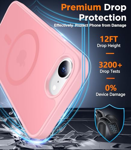 Carcasa iPhone 16e magnética rosa translúcida con protector pantalla antiarañazos 3