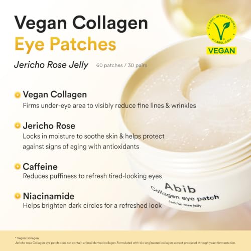 Abib Vegan Collagen Eye Patches for Wrinkles & Fine Line with Jericho Rose Jelly & Peptides, 60 Count, Korean Skin Care - Image 6