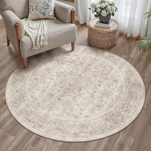 Vintage Fussmatte Teppich 60x90cm Beige Fußmatte Waschbarer Carpet Weich rutschfest Teppiche Schlafzimmer Esszimmer Büro Kurzflor Klein Tepich Charleston | Beige 60 x 90 cm (Rechteckig)