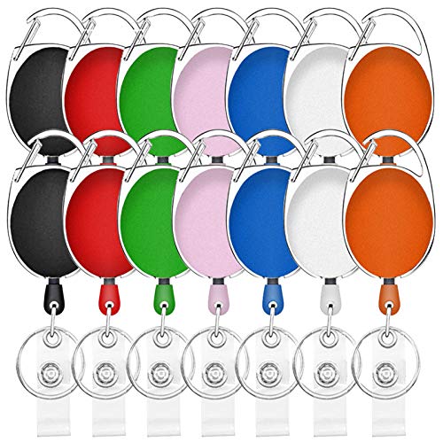 14 Packs Retractable Badge Holder Carabiner Badge Reel