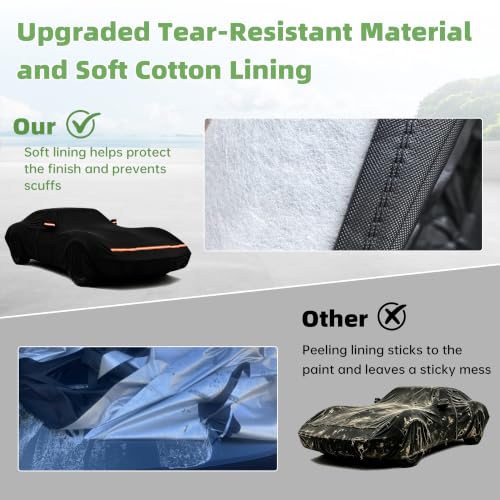 Image of Car Cover for Chevy Corvette C3 1968-1982, Custom Fit Waterproof All Weather Full Car Cover, Windproof Outdoor Cover with Driver-Side Zipper Door