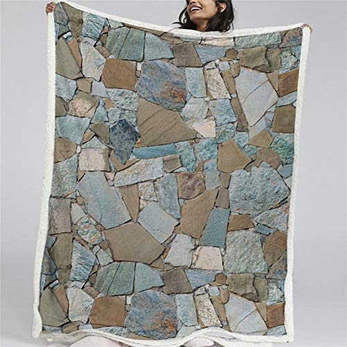 Blanket Stein Sherpa Wolldecke Gemauerten Wand Decke Natürliche Bettwäsche Plüsch Mikrofaser-Decke 3D Animal (Color : 2, Size : 130cmx150cm)