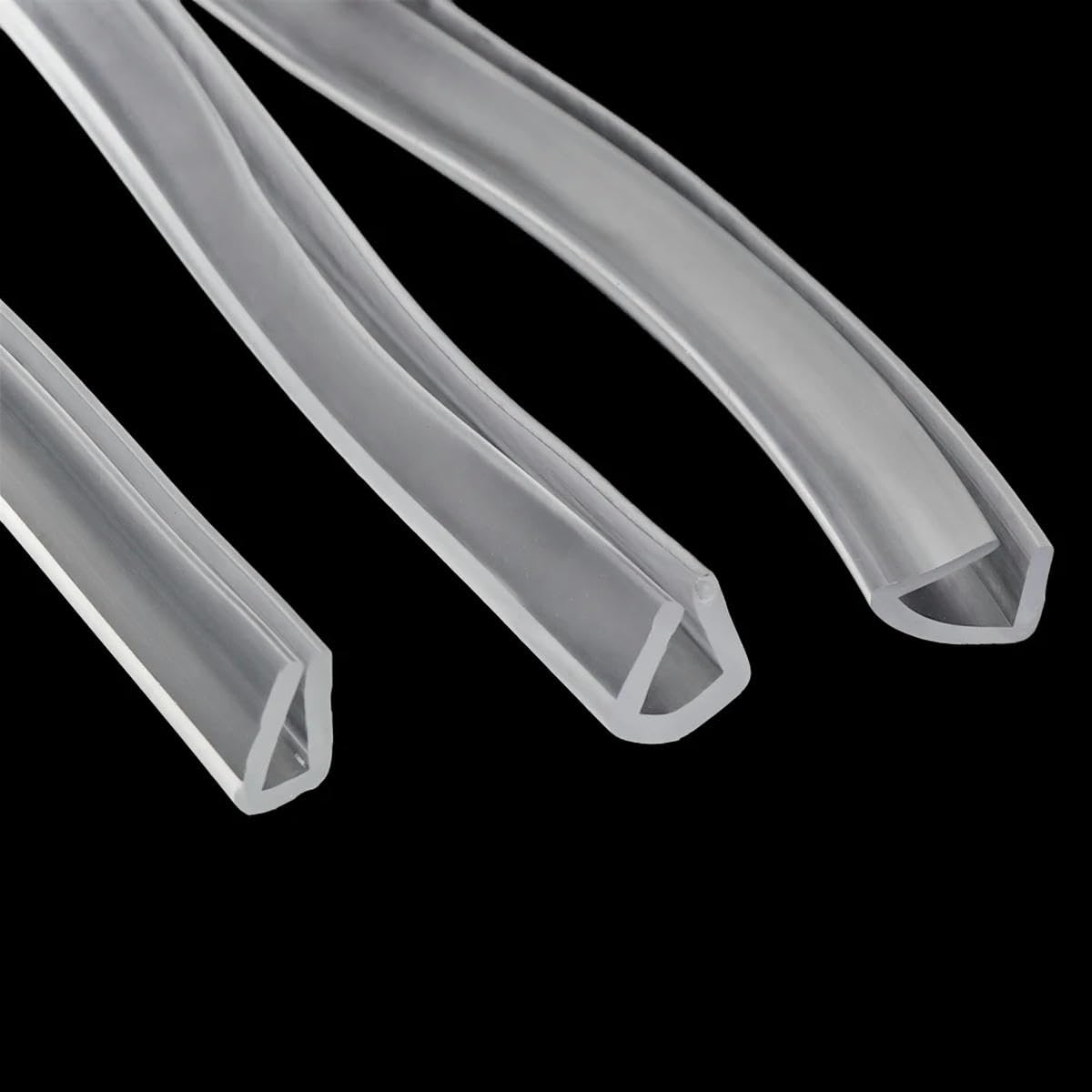 Bande d'étanchéité en caoutchouc Transparent 2 mètres, canal en U, coupe-froid 10x6mm pour porte de douche en verre