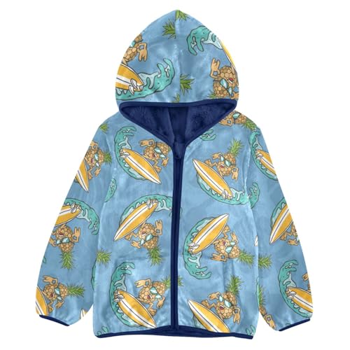 A Surf Rider Pineapple Girls Fleece Jacket Girls Fall Jacket Girls Zip Up Hoodie Girls Sherpa Jacket 2-10T