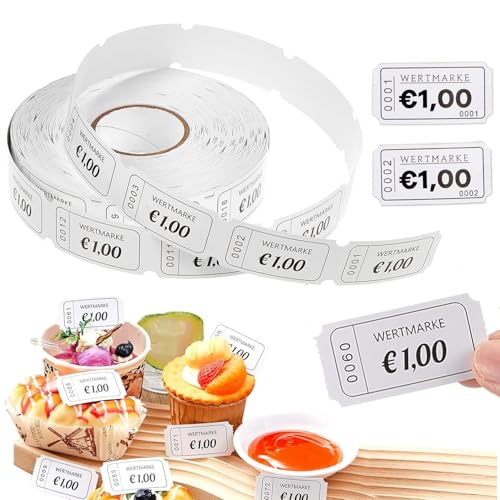 Rouleau de Jetons,1000 pcs Jetons Buvette De Valeur,Rouleau de Bons,Déchirable Ticket Repas,Alimentation à Numéro Consécutif de Marque Rouleaux de Démolition Boissons Ticket Pour Magasins Bar Mariage