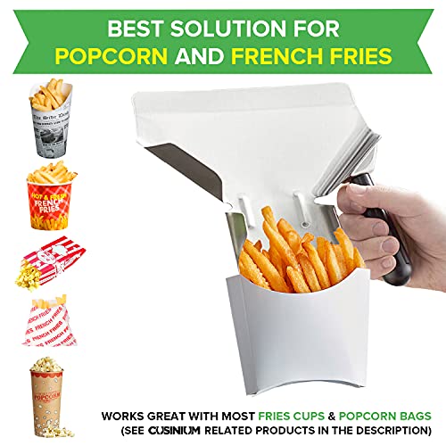 cusinium concession popcorn scoop and dredge bundle - metal popcorn scooper - french fry scoop