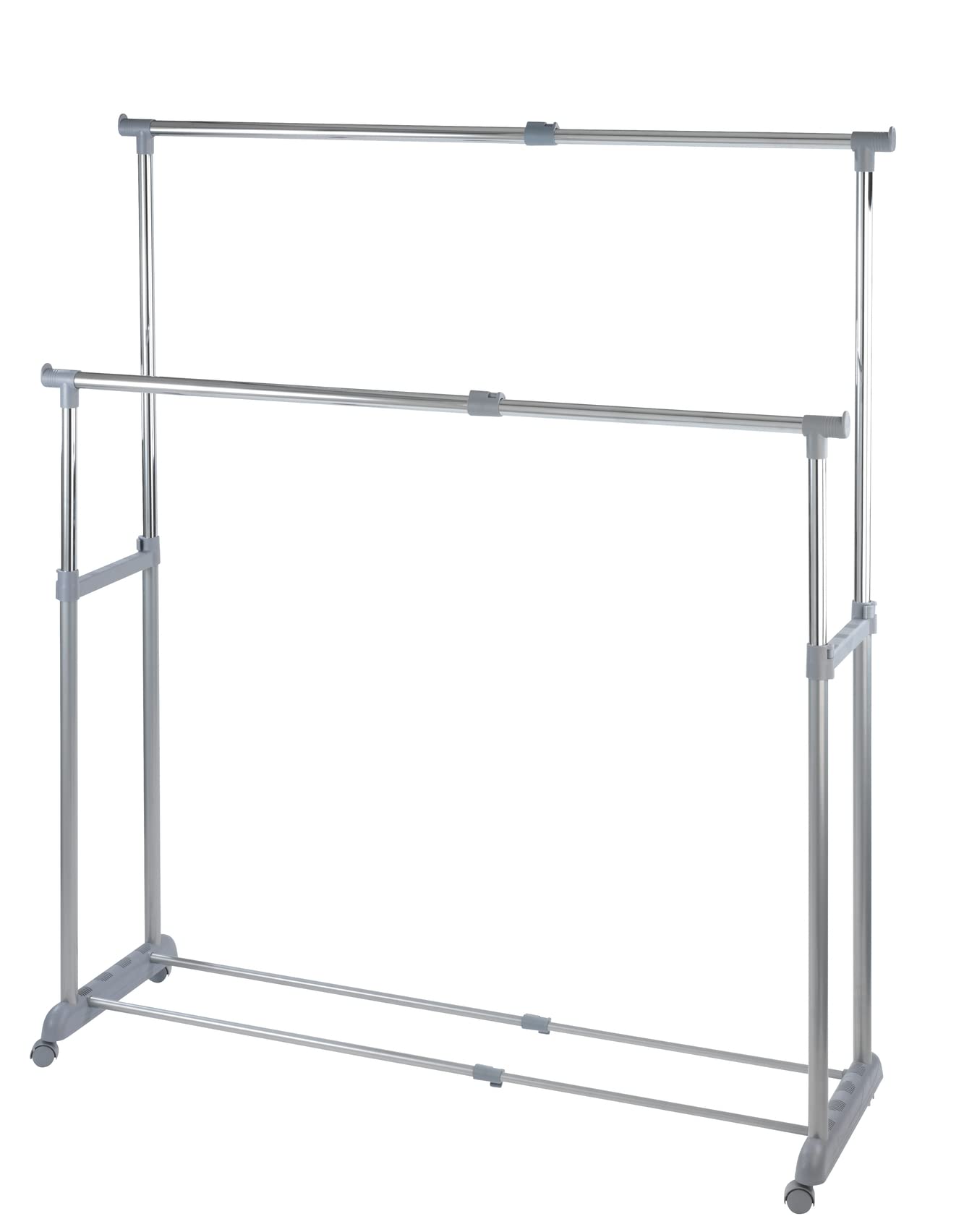 WENKO Perchero Twin Bars - regulable en altura, Metal cromado, 95-163 x 98-168 x 44 cm, Cromo