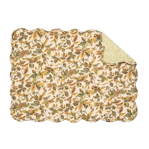 Image of Iris Yellow & Green Leaves Vintage Design 100% Cotton Placemats 13 inch x 19 inch